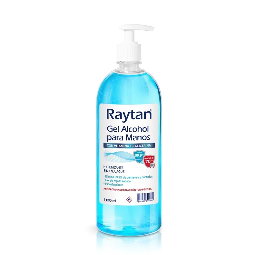 Gel alcohol para manos 1.000 ml, dispensador con bomba, envase azul traslúcido