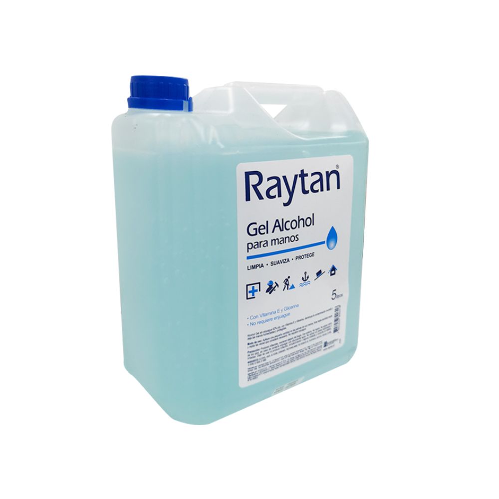 Bidón gel alcohol para manos 5 lt, tapa azul, envase azul traslúcido