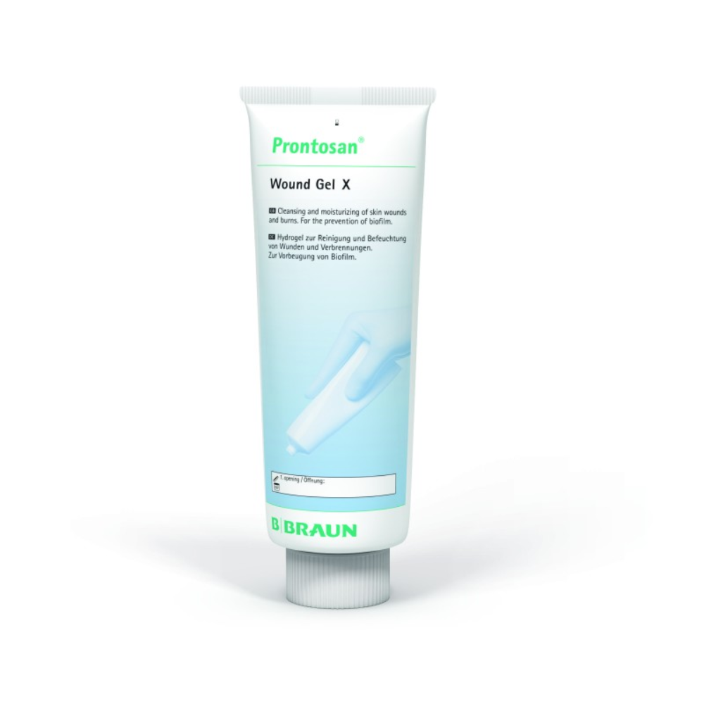 Prontosan Wound Gel 250 g Tube, weiß mit blauem Aufdruck