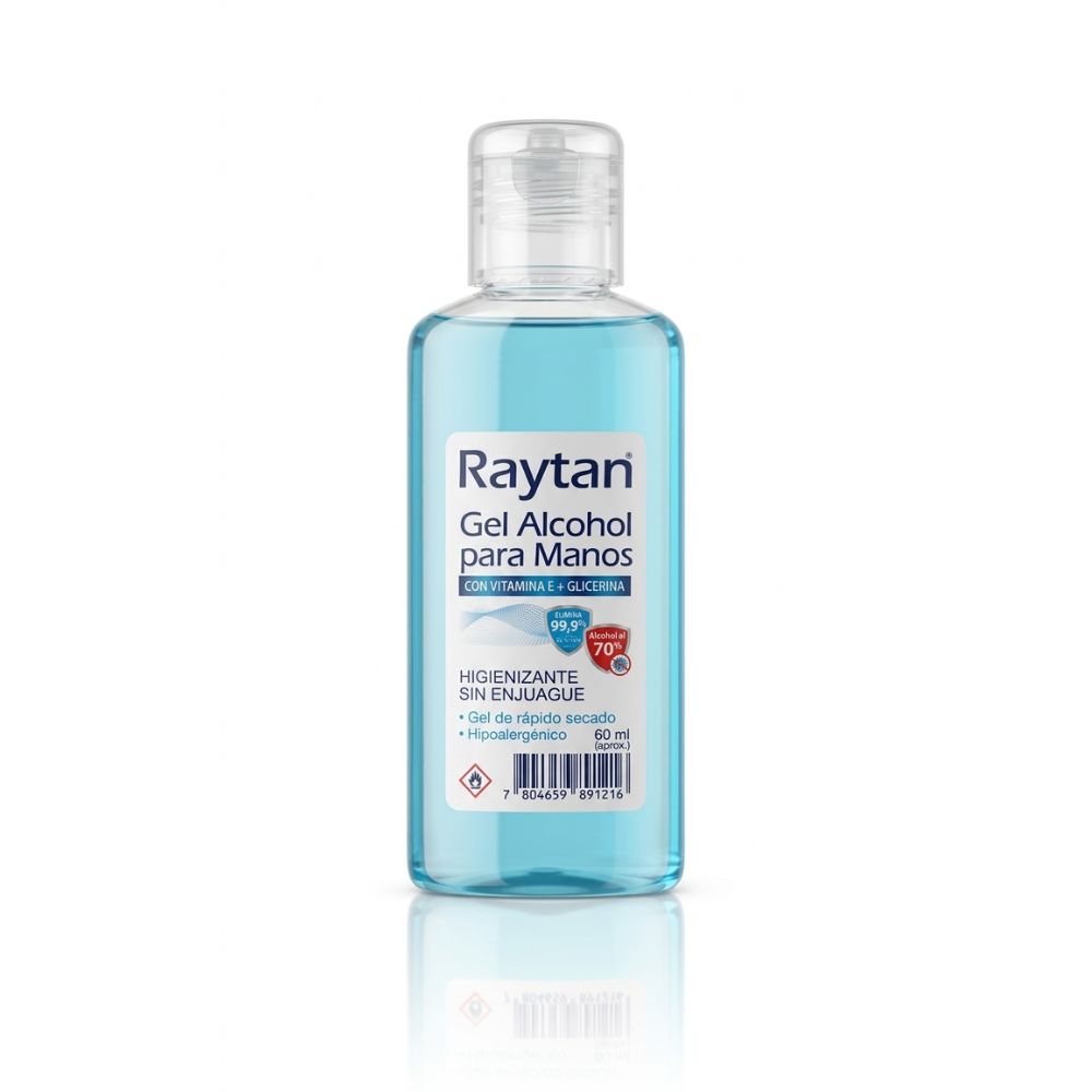 Gel alcohol para manos 60 ml, frasco plástico azul con dosificador