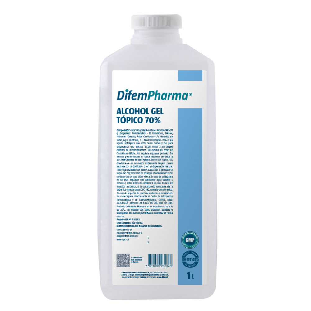 Alcohol Gel tópico 70% en envase de 1 L