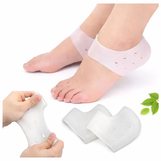Protector de talón de silicona (par) con forma de media luna y perforaciones