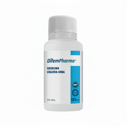 Vaselina líquida oral DifemPharma, frasco 125 mL con etiqueta azul