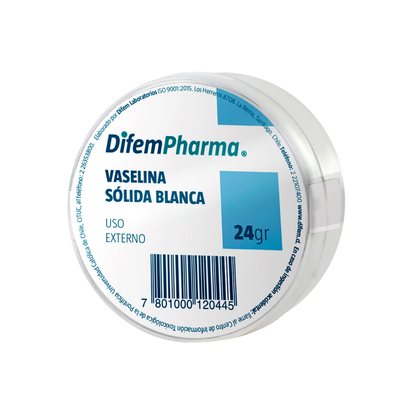 Vaselina sólida blanca 24 g, uso externo, envase redondo