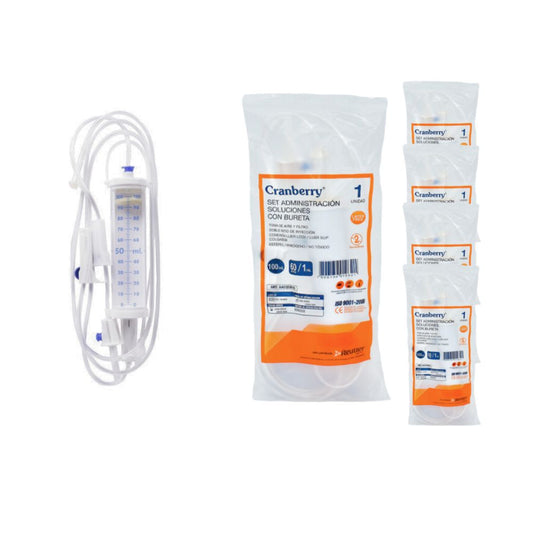 Microgoteo C-bureta 100 ml: conjunto de administración y envases Cranberry