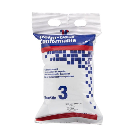 Venda de yeso plástico Delta-cast conformable blanca, rollo 7,5 cm x 3,6 m
