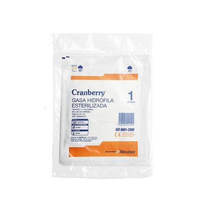 Gasa Esteril Cranberry, gasa hidrófila estéril en empaque, 1 unidad