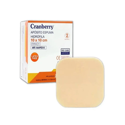 Aposito de espuma hidrófila Cranberry 10x10 cm; apósito beige cuadrado estéril