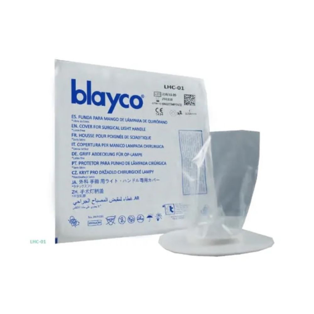 Funda para mango de lámpara estéril desechable, transparente, con etiqueta LHC-01