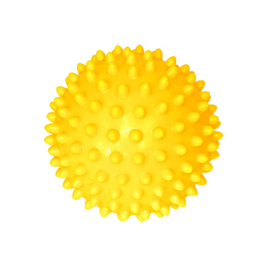 Pelota erizo blanda amarilla de 8 cm, superficie con puntitos