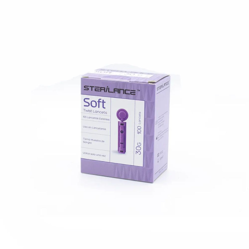 Caja de lancetas estériles Soft 30G para P-glicemia, 100 unidades