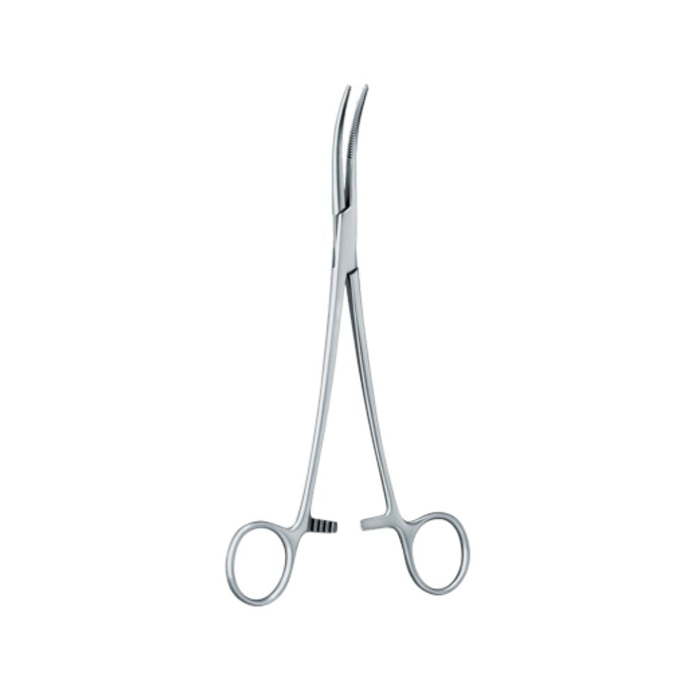 Pinza Crille curva de 14 cm con empuñaduras ovaladas
