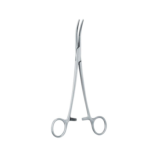 Pinza Crille curva de 14 cm con empuñaduras ovaladas