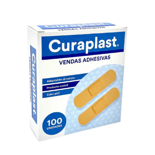 Caja de 100 parches curita rectangulares adhesivos, color piel, curaplast
