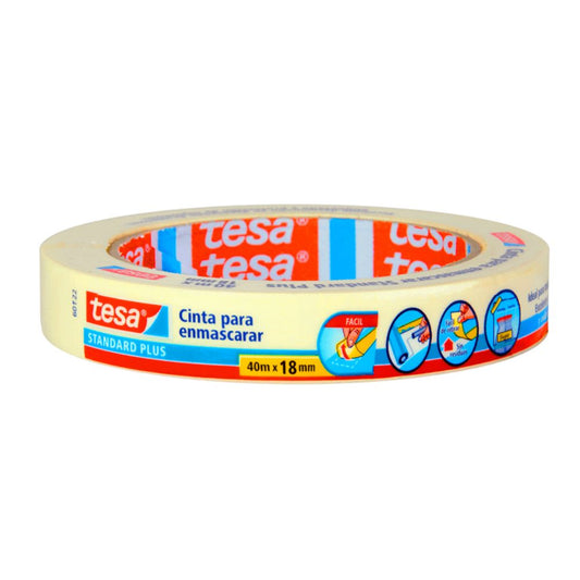 Cinta masking Tesa Standard Plus 40 m x 18 mm, rollo para enmascarar