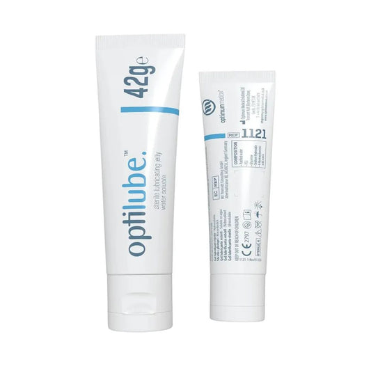 Gel lubricante Optilube en tubo, 42 g, lubricating jelly de base acuosa.