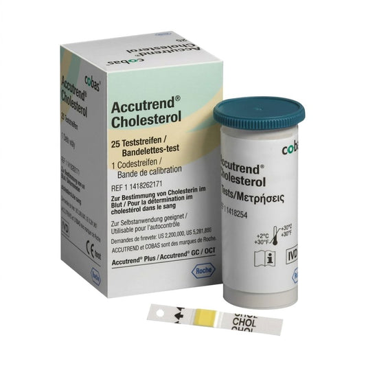 Tiras reactivas Accutrend Colesterol (25) con frasco y caja